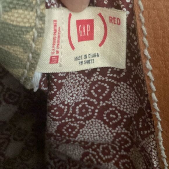 GAP RED Large Tote Thick Canvas with Leather Trim and Bottom Bag - Picture 2 of 14